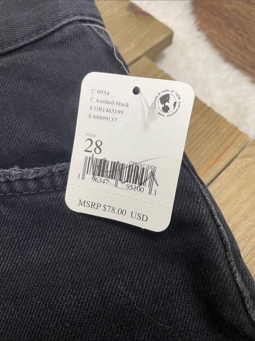 Free People NWT Maggie Mid Rise Distressed Straight Jeans in Washed Black - Picture 4 of 7